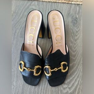 Gucci block heel mules